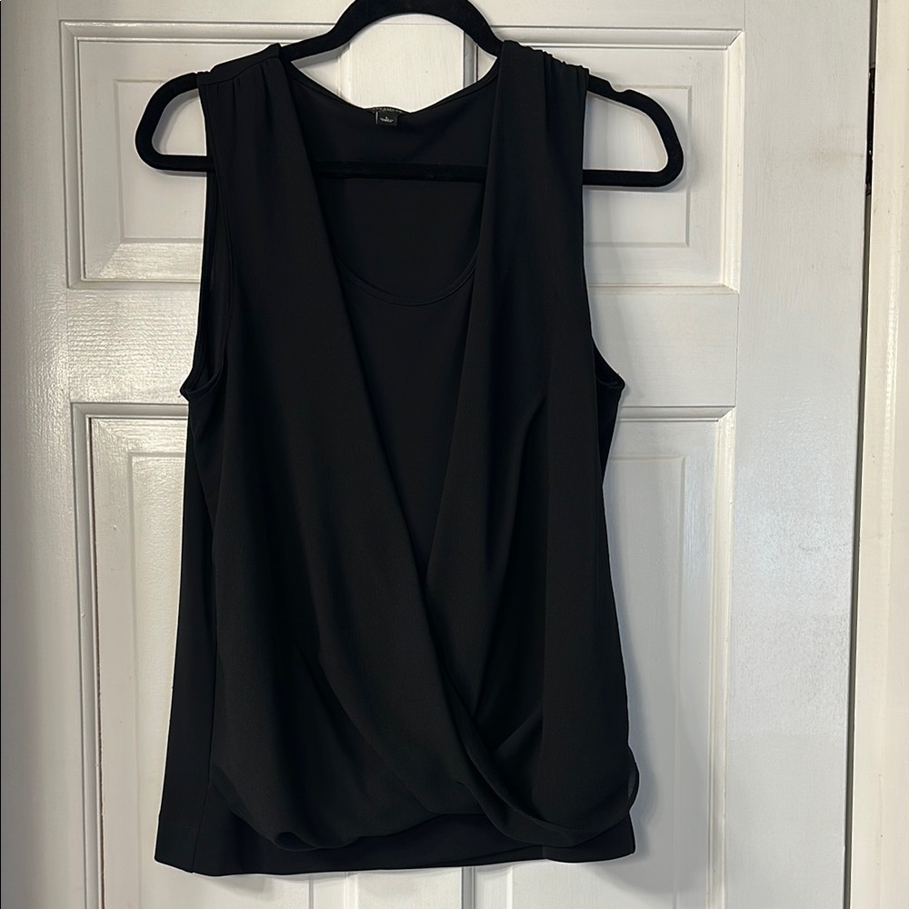 Ann Taylor Black Sleeveless Wrap Blouse